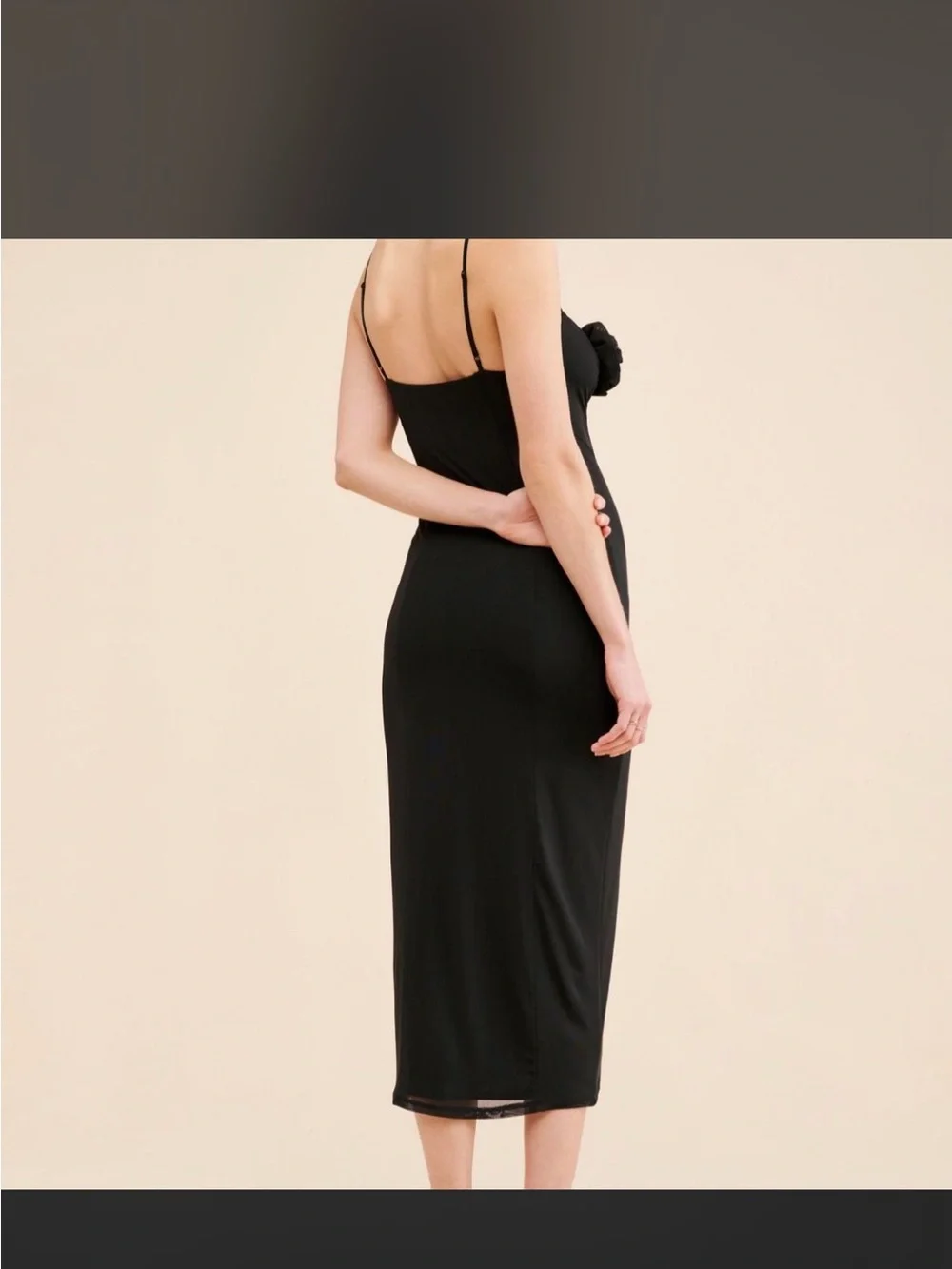 AFRM Black Rose-Applique Midi Dress - Picture 2 of 2